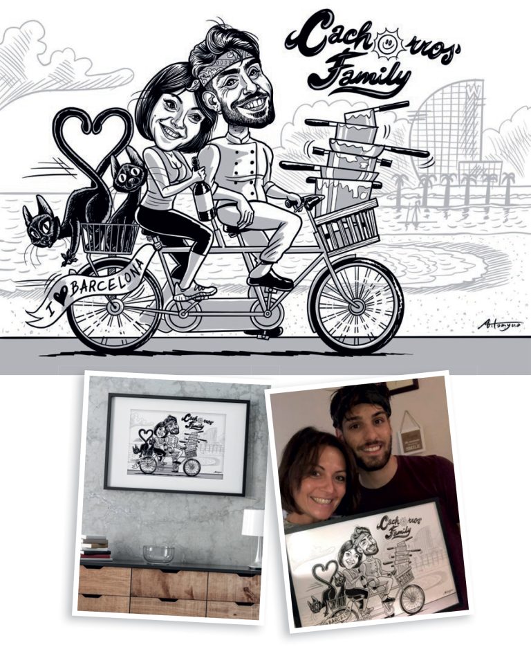 vitamynacaricaturista.com - Blanco y negro - Caricatura regalo pareja