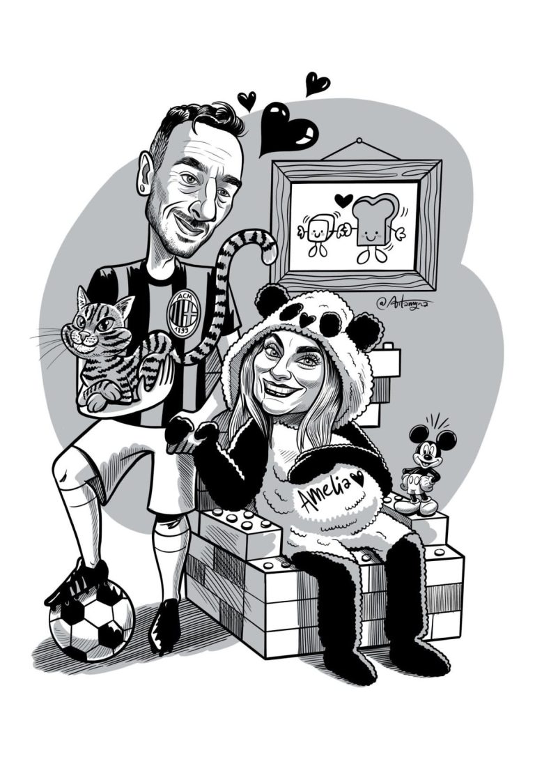 vitamynacaricaturista.com - Blanco y negro - caricatura pareja navidad1