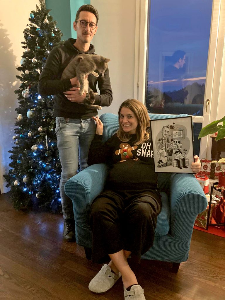 vitamynacaricaturista.com - Blanco y negro - caricatura pareja navidad2